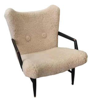 Swedish Modern Easy Chair in Sheepskin from Svante Skogh, 1950s