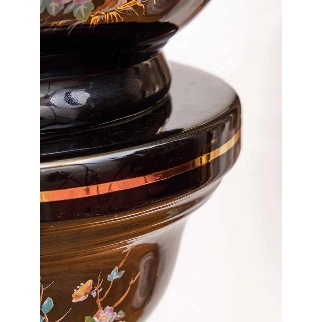 Ceramic Porcelain Planter on Pedestal with Peacock Decor For Sale - Image 7 of 9