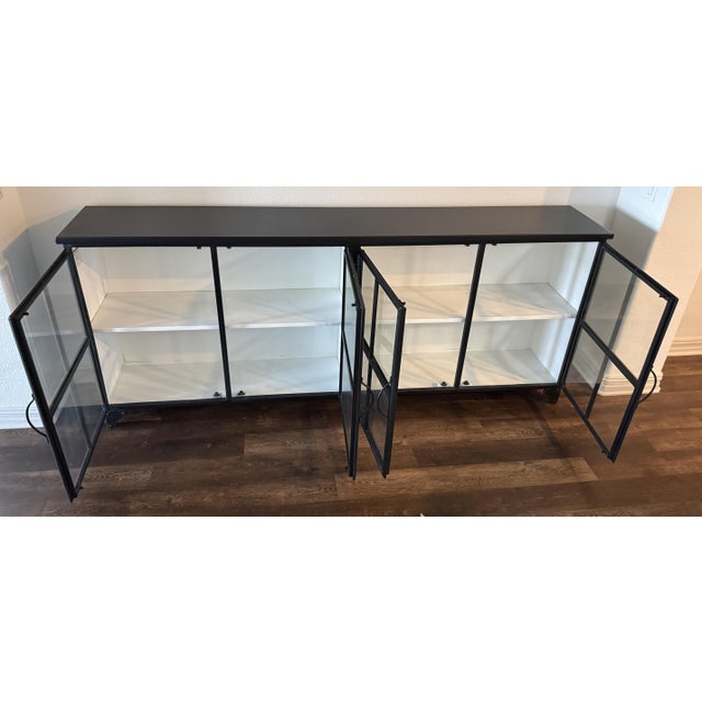 Contemporary Lulu and Georgia "Marjorie" Glass-Front Metal Curio Sideboard For Sale - Image 10 of 14