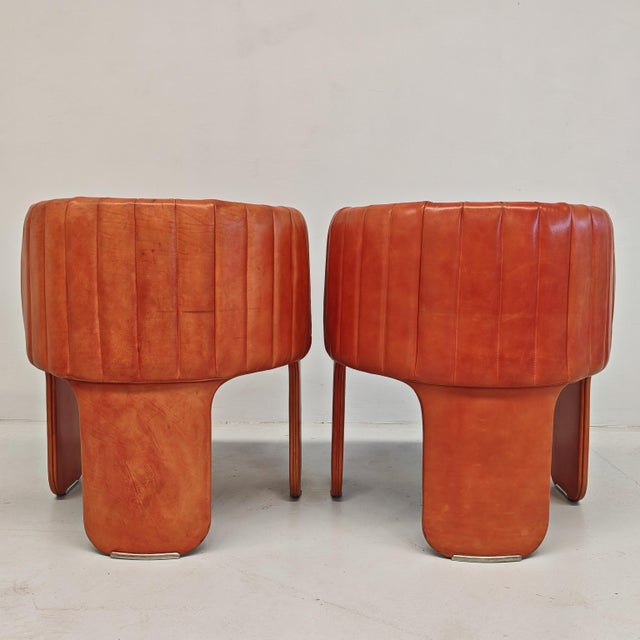 Leather Dinette Tub Chairs by Luigi Massoni for Poltrona Frau, 1970s, Set of 2 For Sale - Image 15 of 18