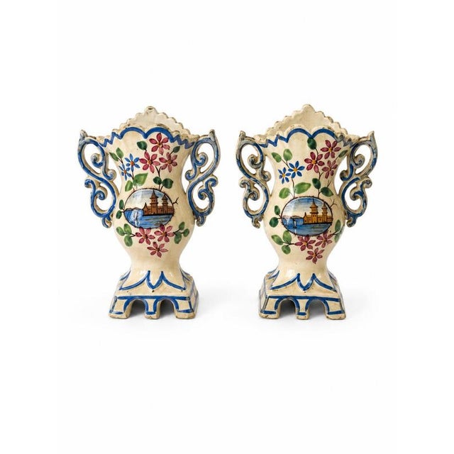 Earthenware Altar Vases, 19th Century, Set of 2 For Sale - Image 6 of 6