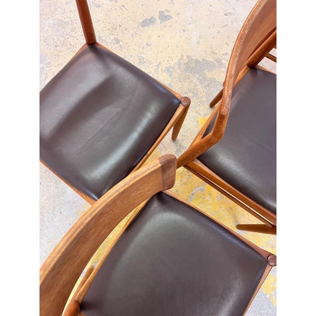 Chairs in Teak and Leather by Henning Kjærnulf for Korup Stolefabrik, Set of 4 For Sale - Image 5 of 11
