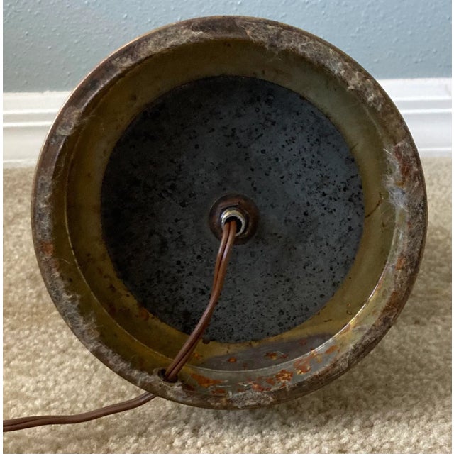 Green Mid 20th Century Deep Green Celadon and Brass Chinese Table Lamp For Sale - Image 8 of 10