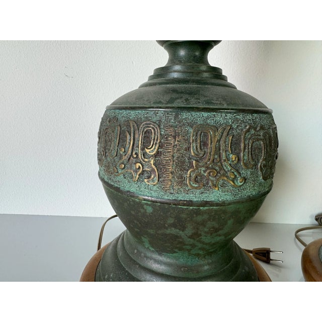 1960s James Mont Style Brass Chinoiserie Table Lamps - A Pair/Sold For Sale - Image 5 of 12