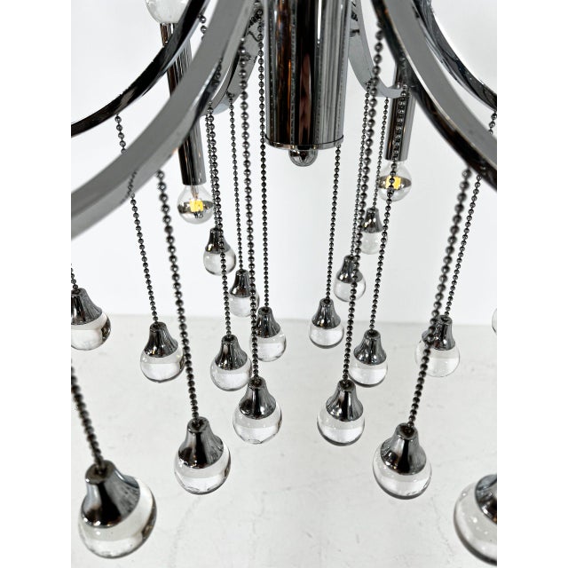 Mid-Century Modern 1970s Celestial Cascade Chrome Chandelier in the Style of Gaetano Sciolari For Sale - Image 3 of 10