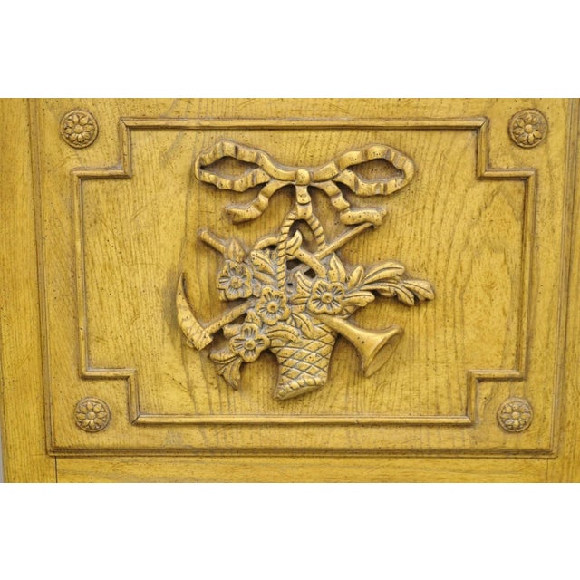 Brown Vintage French Country Provincial Style Oak Wood Trumeau Wall Mirror by Baker For Sale - Image 8 of 10