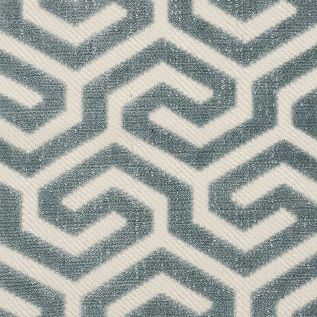 Contemporary Sample - Schumacher Ming Fret Velvet Fabric in Mineral For Sale - Image 3 of 3