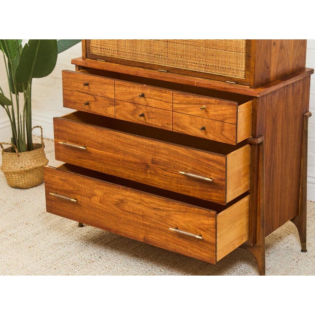 Wood Mid 20th Century Styled After Kent Coffey Highboy Dresser For Sale - Image 7 of 12