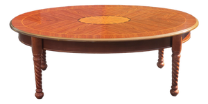 Late 20th Century Bookmatched Mahogany and Satinwood Inlaid Style Coffee Table