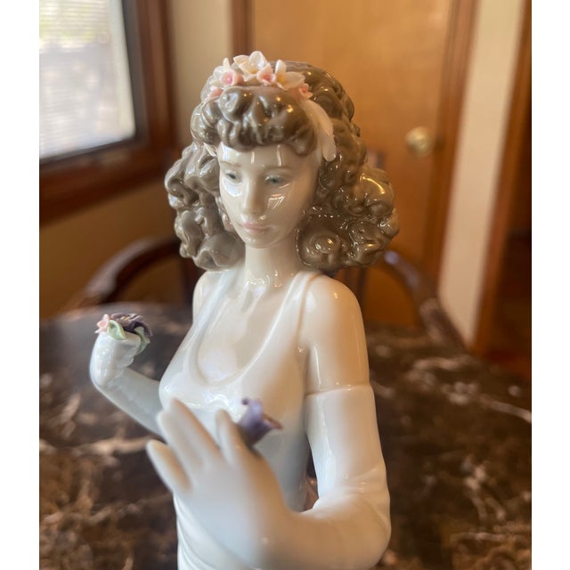 Lladro Female Figurine Wearing Floral Headband For Sale - Image 6 of 8