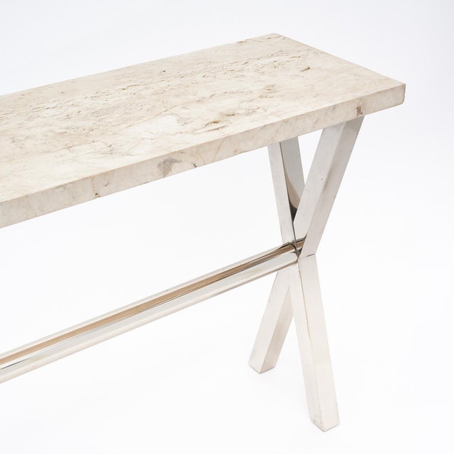 Modern French Modernist Marble Console Table For Sale - Image 3 of 9