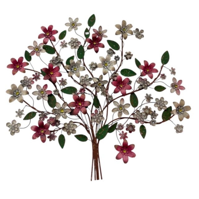 Vintage Metal Floral Tree Wall Sculpture For Sale - Image 4 of 12