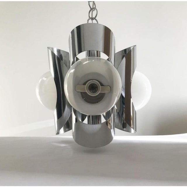 Mid-Century Modern Chandelier in Metal Chrome and Glass, 1970 For Sale - Image 6 of 18