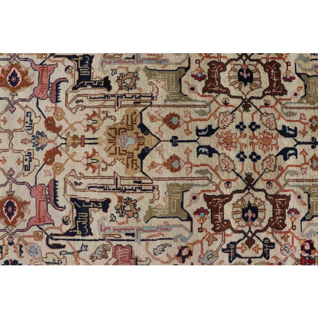 Antique Persian Tabriz Rug in Wool With All-Over Sub-Geometric Design 9'6 X 12'0 For Sale In Atlanta - Image 6 of 18