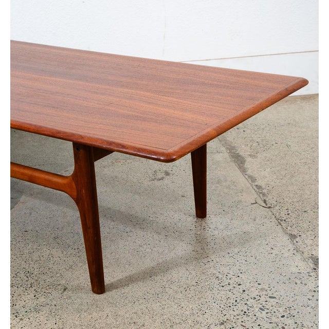 Mid Century Danish Modern Coffee Table Solid Teak Denmark Surfboard MCM Vintage For Sale - Image 9 of 12
