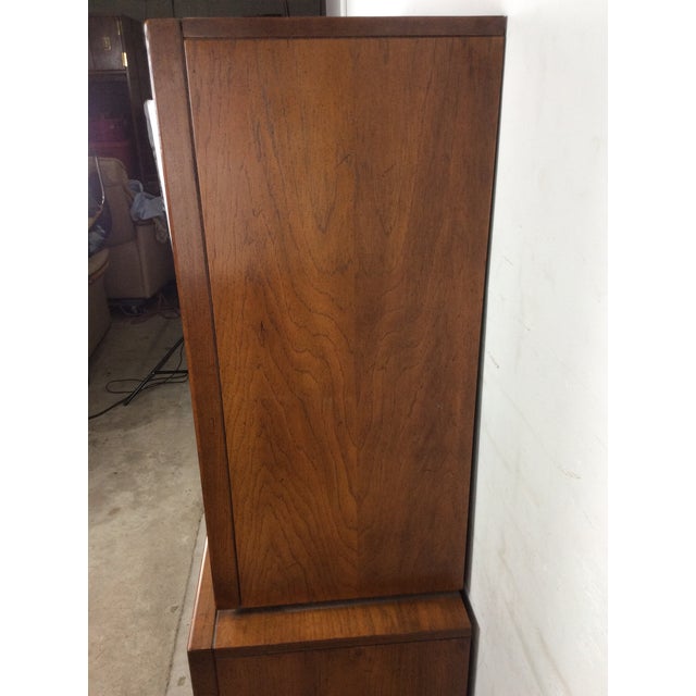Mid Century Modern Armoire With Five Drawers and Unique Brass Hardware For Sale - Image 13 of 18