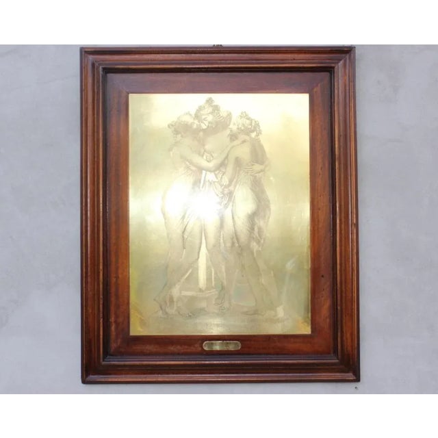 Vintage The Three Graces Drypoint Etching on Metal Plate, Framed For Sale - Image 5 of 11