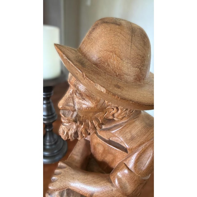 1970s 1970s MCM Echt Holz Wood Carving Axe Man West Germany For Sale - Image 5 of 12