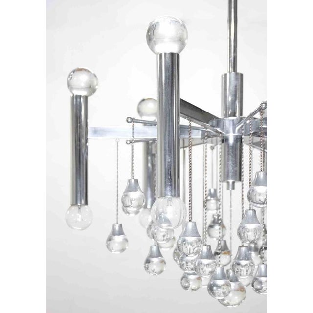 1960s Chandelier in Glass and Chrome by Angelo Gaetano Sciolari, 1970s For Sale - Image 5 of 7