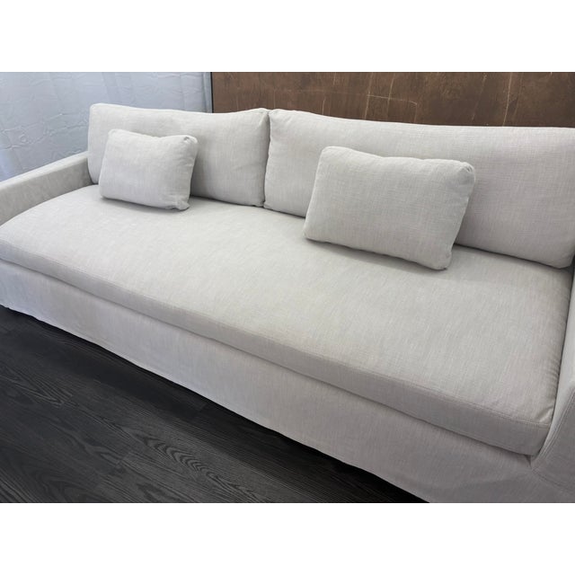 Rh Belgian Track Arm Sofa 9' Luxe Depth | Dove Perennials® Performance Textured Linen Weave | Down-Feather Fill For Sale - Image 15 of 18