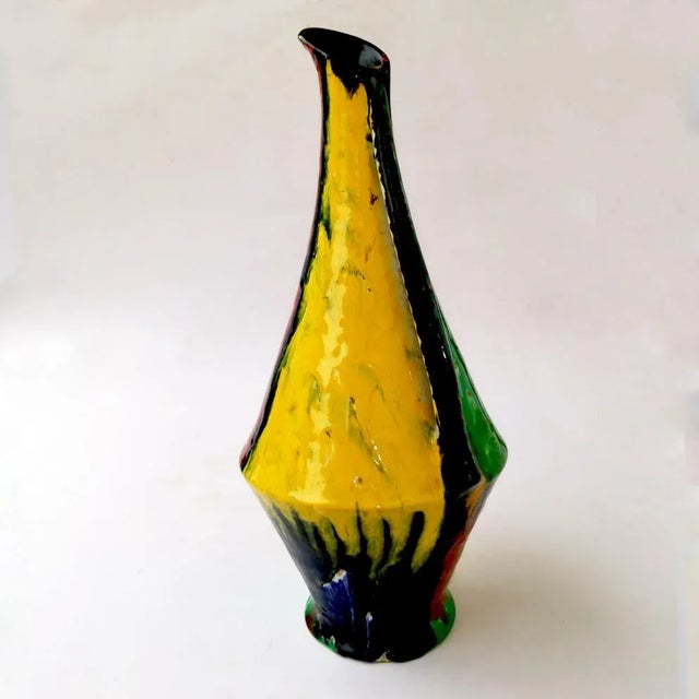 Ceramic Italian Enamel and Terracotta Vase by Galatina Garrisi, 1950s For Sale - Image 7 of 8