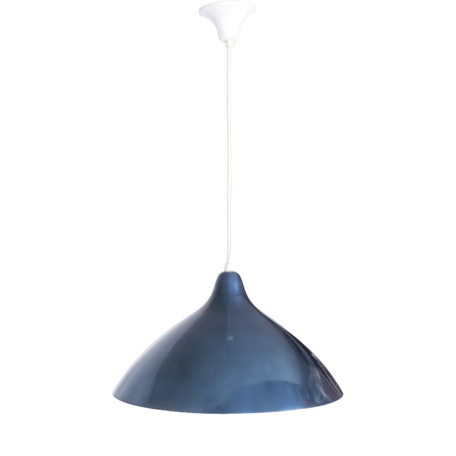 Petrol Blue Pendant Lamp by Lisa Johansson Pape for Orno, 1950s For Sale