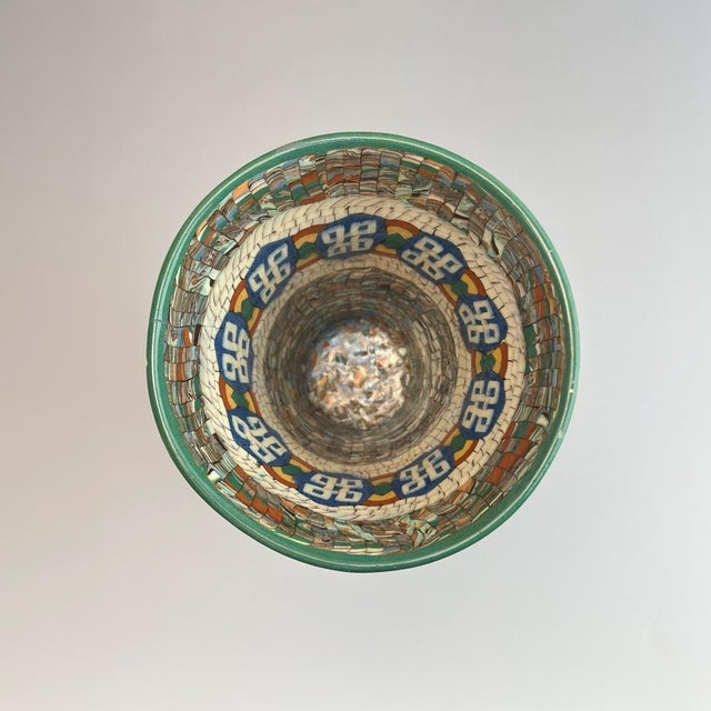 Art Deco Neriage Mosaic Trumpet Vase by Jean Gerbino for Vallauris, 1930s For Sale - Image 6 of 11