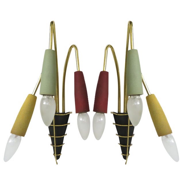 Mid-Century Wall Lights, 1950s, Set of 2 For Sale