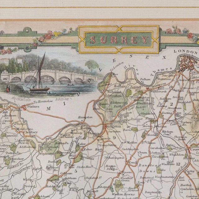 Mid 19th Century 1860's Antique County Map For Sale - Image 5 of 12
