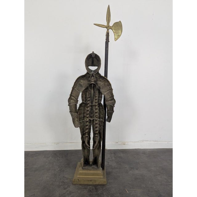 Gold Armor Suit Fireplace Set, Set of 2 For Sale - Image 8 of 10
