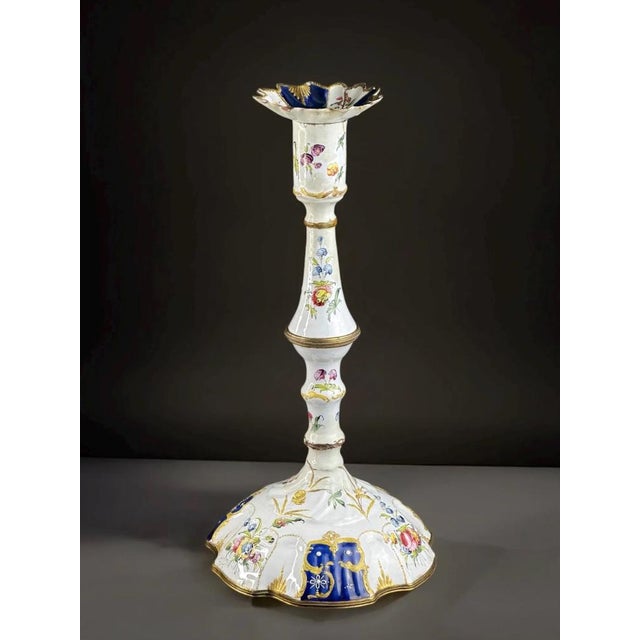 A rare 18th-century British enamel candlestick, attributed to South Staffordshire / Bilston, ca. 1765–1775. Objects like...