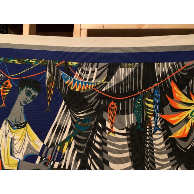 Textile Vintage Mid-Century Robert Debieve “Les Remailleur De Filets” French Modernist Artwork Tapestry For Sale - Image 7 of 13