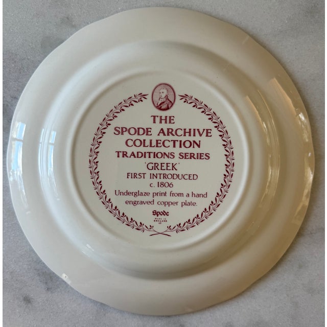 Ceramic Set of 6 Vintage Red and White Spode Archive Collection Plates For Sale - Image 7 of 16