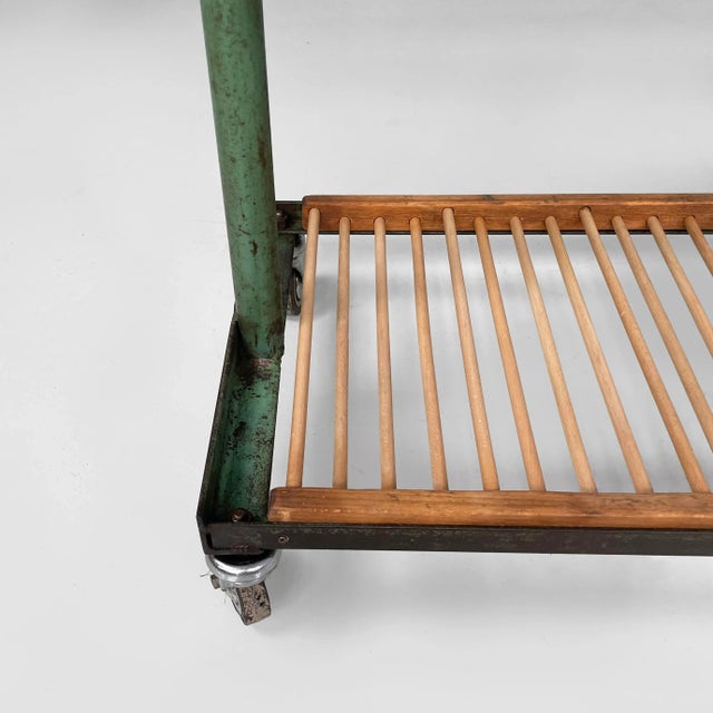 Industrial Italian Cart in Wood and Green Metal, 1920s For Sale - Image 15 of 17