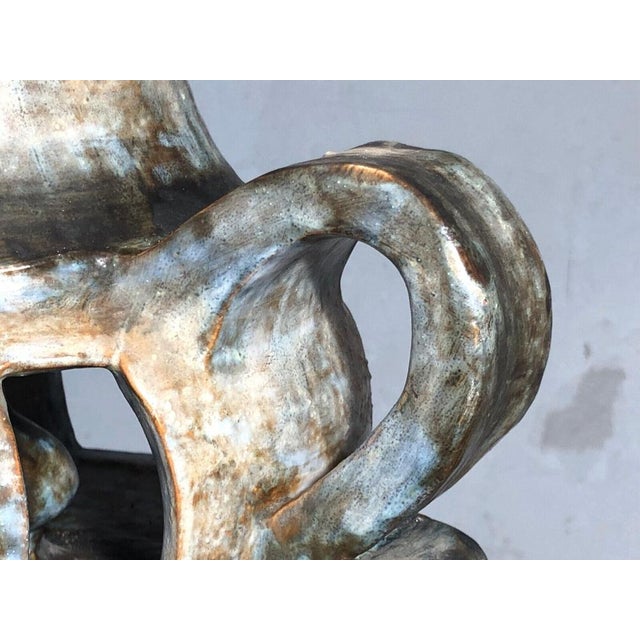 Blue Large Brutalist Ceramic Table Lamp from Vallauris, 1950s For Sale - Image 8 of 18