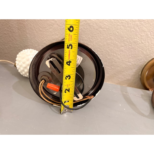 Mid 20th Century Pair of Mid-Century Hobnail Milk Glass Wall Sconces With Brass Hardware Lavery & Co Underwriters Laboratories For Sale - Image 10 of 12