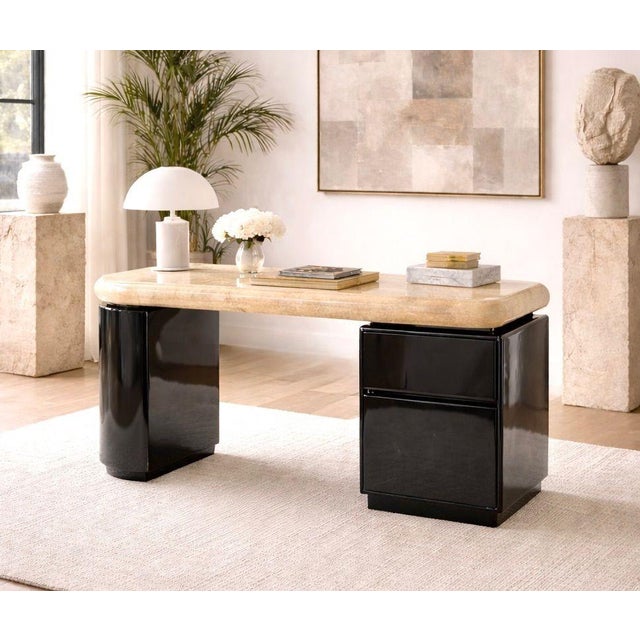 Cream Enrique Garcel Goatskin Desk, 1970 For Sale - Image 8 of 8