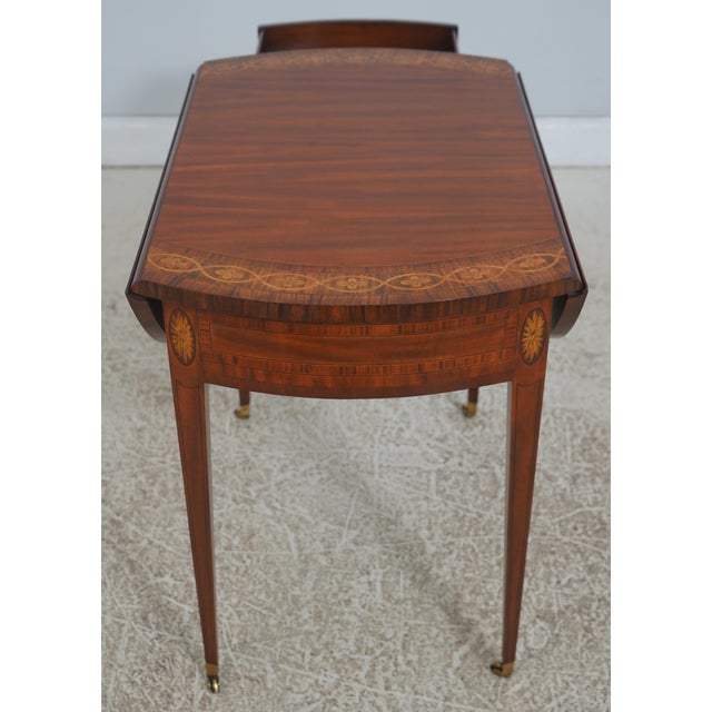 Maitland Smith Mahogany Inlaid 1 Drawer Pembroke Table For Sale - Image 13 of 18