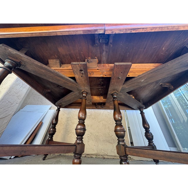 Brown Early 20th Century English Jacobean Revival Draw-Leaf Dining Table For Sale - Image 8 of 10