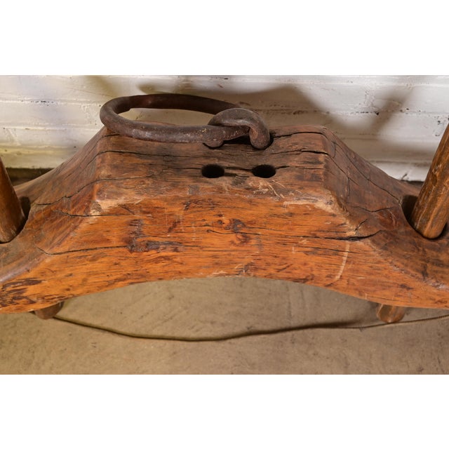 Antique Wooden Ox Yoke – Hand-Carved Farm Wall Sculpture For Sale - Image 13 of 14