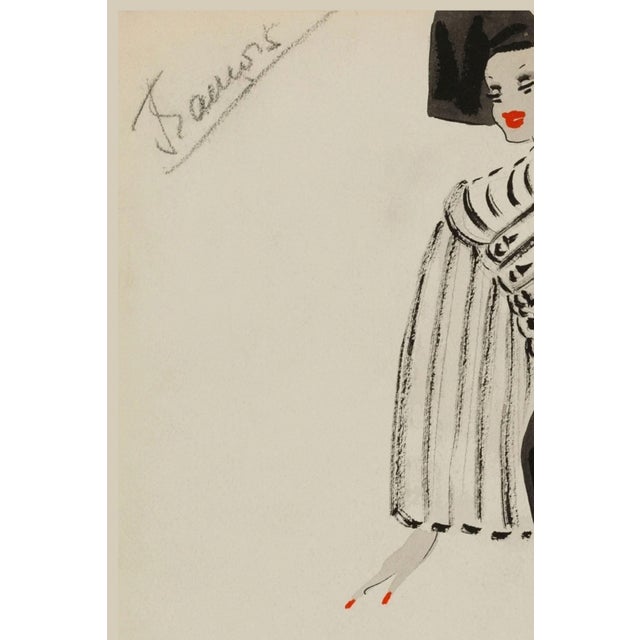 Jonathan Adler Vintage French Fashion Wall Art Print – White Coat & Black Dress, 30" X 40" For Sale - Image 4 of 8