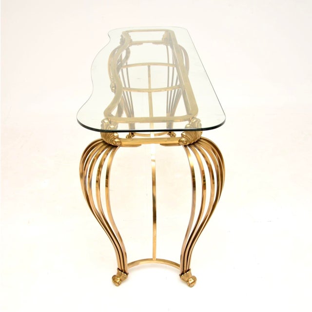 Vintage Italian Brass and Glass Console Table, 1960s For Sale - Image 6 of 11