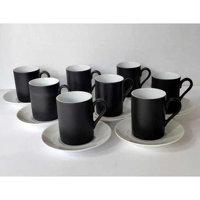 Mid-Century Modern Rosenthal Netter Black and White Porcelain Demitasse or Tea Cups - Set of 8 For Sale - Image 3 of 6