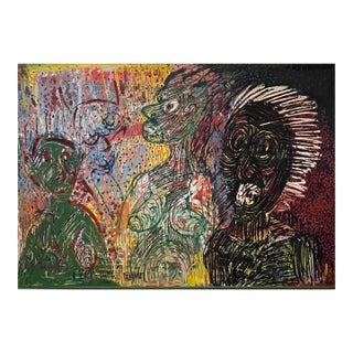 Janusz Akermann, Large Figurative Neo Expressionist Polish Oil Painting Janusz Akermann Brutalist, 1990 For Sale