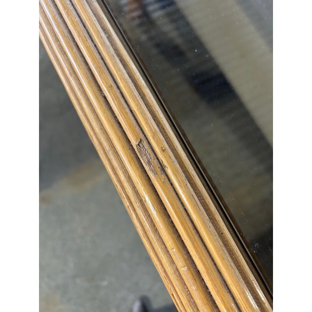Vintage Pencil Reed and Glass Console or Sofa Table For Sale - Image 4 of 10