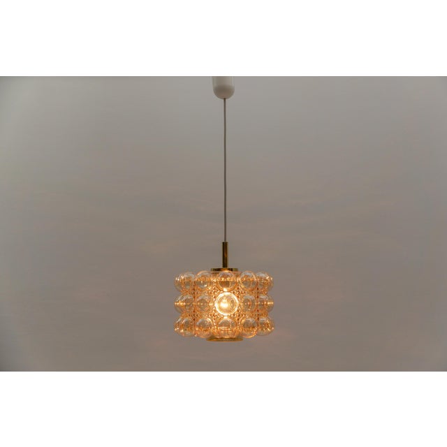 Amber Bubble Glass Hanging Lamp by Helena Tynell for Limburg, Germany, 1960s For Sale - Image 4 of 12