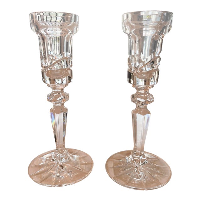 Pair of Late 20th Century Marquis by Waterford Crystal Candlesticks For Sale