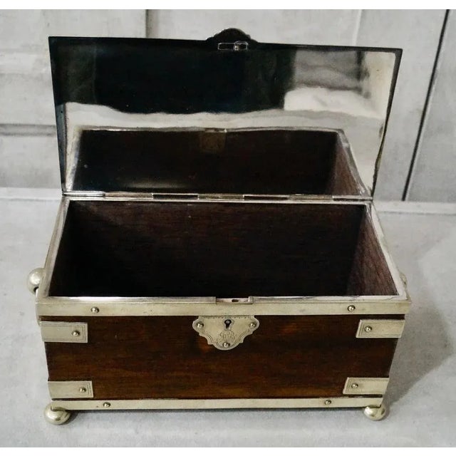 Victorian Silver-Plated Oak Tea Caddy, 1890s For Sale - Image 9 of 10