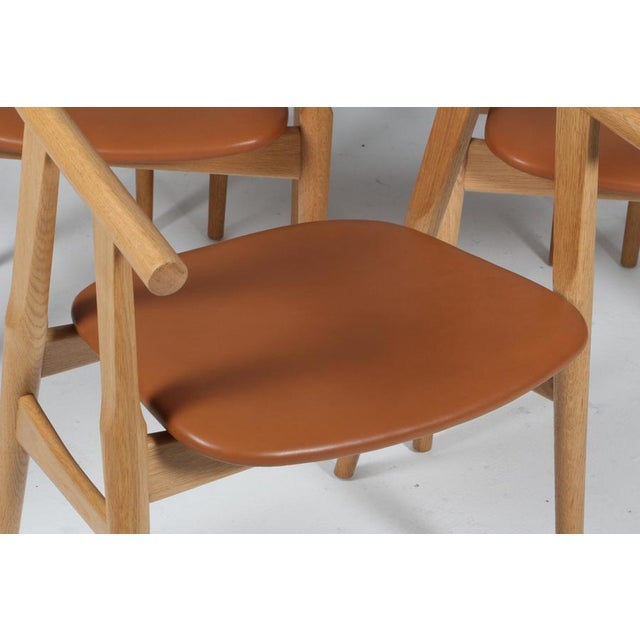 Black Model GE-525 Armchairs in Oak and Aniline Leather by Hans J. Wegner for Getama, 1990s, Set of 6 For Sale - Image 8 of 12