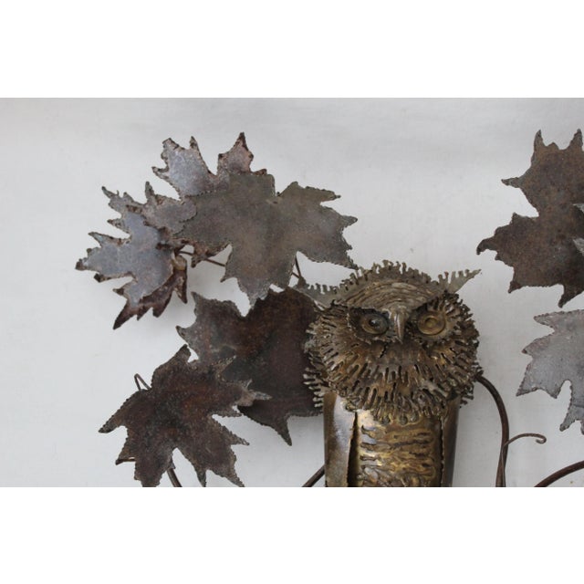 Brown Jere Bustamante Brutalist Style Maple Leaves Owl Ram Wall Sculptures, Signed For Sale - Image 8 of 13